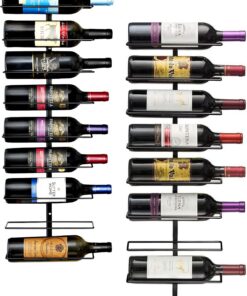 Sorbus Support Mural pour Bouteilles de vin, Liqueur, Champagne, 18 Niveaux, en métal Noir, pour Bar à Domicile