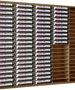 Marsui Support de rangement en bois pour 100 cassettes audio - Pour collections et accessoires audio (marron)