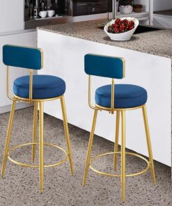 Générique Tabourets de Bar Lot de 2 Tabourets de Comptoir en Velours avec Dossier et Repose-Pieds Tabourets Hauts Modernes pour Maison avec Siège Rembourré Tabourets de Cuisine