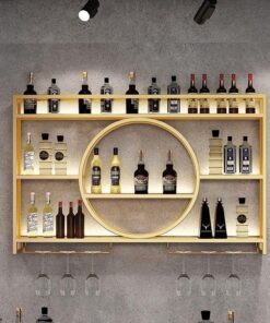 Casier à vin Mural avec Support pour Verre, étagères flottantes pour Bar, étagère de présentation pour Bouteilles de Bar, Support Suspendu pour Tasses à vin, étagères de Bar pour b