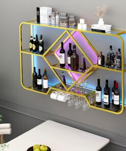Casier à vin Mural pour Cuisine avec Support pour Verre à vin - Meubles de Bar pour la Maison, Armoire à Liqueur, étagères de Bar pour Le Stockage et la présentation du vin