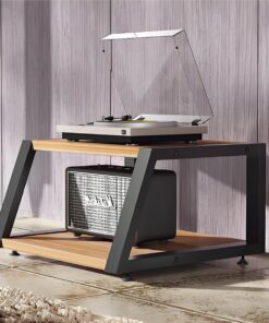 Meuble HiFi 2/3/4 Niveaux, Rack Audio de Rangement Ouvert, Meuble stéréo CD, Meuble stéréo Audio/vidéo, étagère de Rangement au Sol for la Maison/Bureau/théâtre(Log,23.6"x20.4"x13")