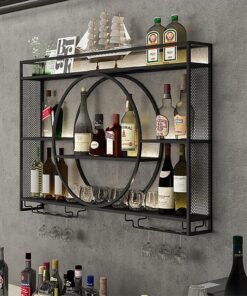 Casier à vin Mural en métal, casiers à vin de Bar, casiers à vin industriels autoportants, Cadre épais pour Bar à Domicile, étagères de Bar à Crochets Multiples, Conception Anti-Chute pour u