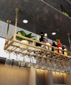 Porte-Bouteilles de vin à Suspendre, Support Vintage pour Bouteilles de vin, étagère décorative de Plafond en Fer, pour Bars, Restaurants, Cuisines, casiers à vin à l'envers