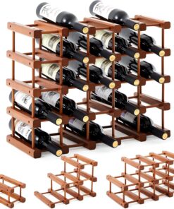 Juexica Étagère à vin en bois empilable modulaire pour intérieur d'armoire à monter soi-même, étagère à vin pour 24 bouteilles, organiseur de bouteilles de vin pour maison, armoire, restaurant, bar,