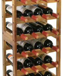 Relaxdays Casier à vin 24 Bouteilles, Bois d'acacia, 82 x 36 x 24 cm, pour vin Rouge et Blanc, Naturel, Salon, Bar