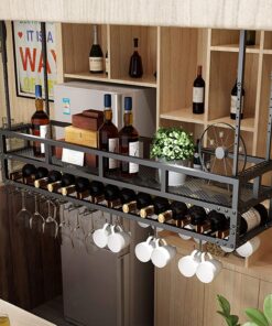 Casier à vin Moderne à Double Couche, Support à Verres à vin avec Crochets pour Tasses, casiers à vin muraux pour Bar, casier à vin Suspendu, Convient comme Porte-Serviettes de sal