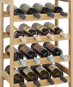 SMIBUY Étagère à vin en bambou pour 20 bouteilles, 5 niveaux d'étagères de rangement autoportantes pour cuisine, garde-manger, cave, bar (naturel)