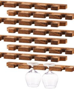 Ripeng Lot de 8 porte-verres à vin en bois à fixation murale rustique, étagère à suspendre, support flottant en bois pour cuisine, bar, Halloween (43,2 x 7,6 x 2 cm)