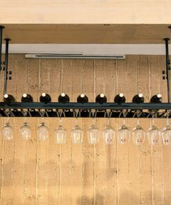 Casier à vin Industriel en Fer forgé pour Plafond, Hauteur réglable, Support à gobelet Suspendu, Support de décoration pour casier à vin pour Bar/Restaurant/café, présentoir pour v