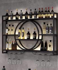 Casier à vin Mural, casier à vin Mural, Porte-Bouteilles en Fer, étagères flottantes pour Bar, étagères flottantes en métal, avec casier à vin, Convient pour la Maison, Le Bar, Le